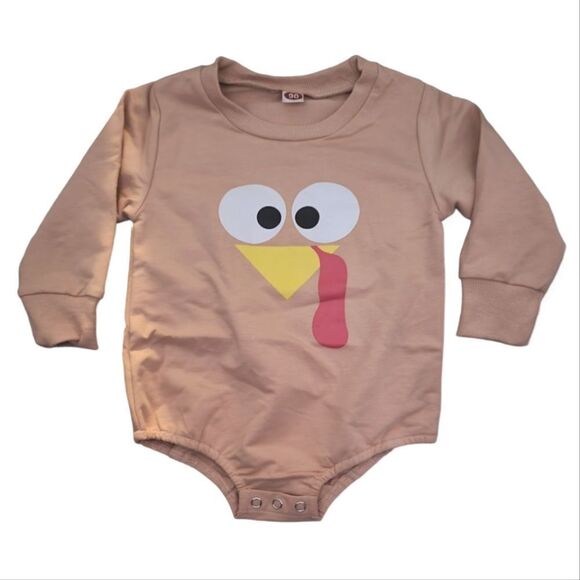 NWT Baby Thanksgiving Outfits Turkey Pullover Crewneck Sweatshirt Romper - Picture 7 of 7